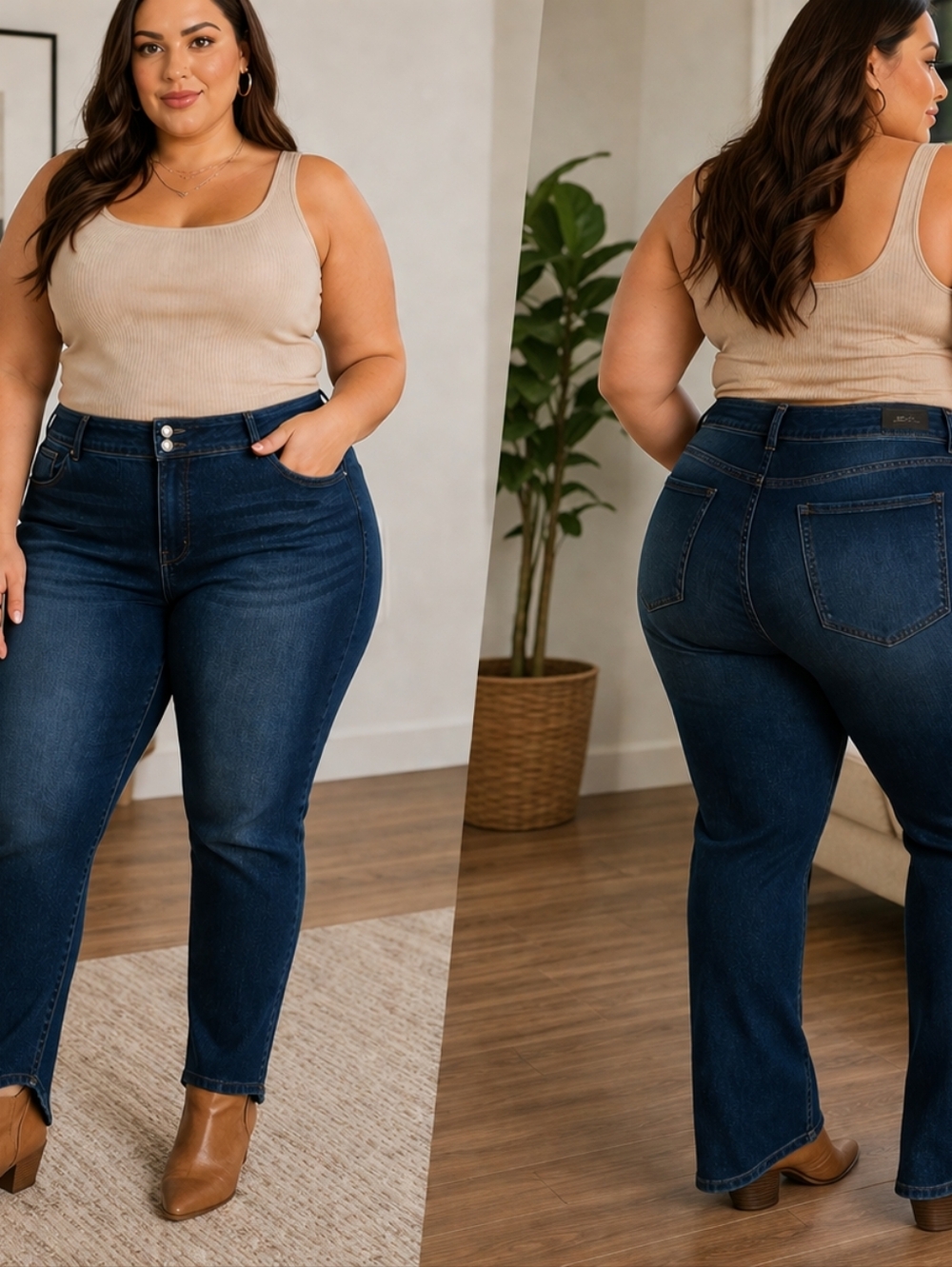 Lane Bryant Size 26W Dark Wash Skinny Kick Crop Jeans Contemporary Minimalist Pl